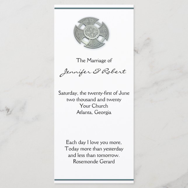 Programme Croix celtique en argent et mariage blanc (Devant)