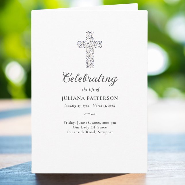 Programme Croix florale Photo Funérailles Ordre de service (Créateur téléchargé)