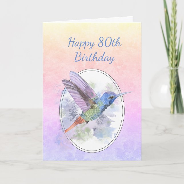 Programme Custom Year Happy Birthday 80th Hummingbird Bird (Devant)