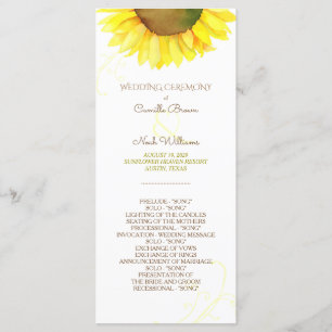 Programme Cute Mariage de tournesol aquarelle
