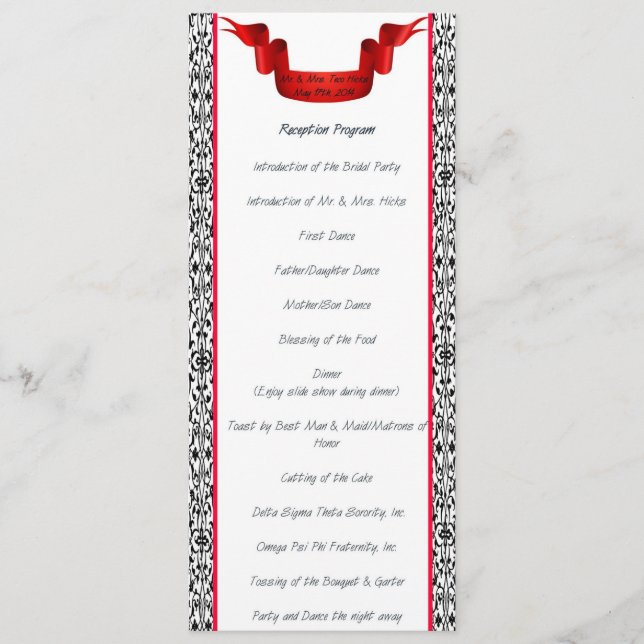 Programme d'accueil mariage damassé (Devant)