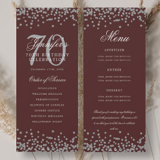 Programme d'anniversaire 70e Menu Merci U Argent B