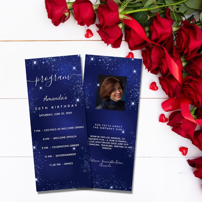 Programme d'anniversaire bleu parties scintillant  (Créateur téléchargé)