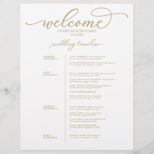 Programme de 4 Jours de Mariage Chic Script Or