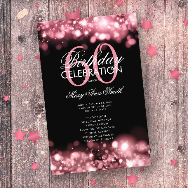 Programme de 60e anniversaire Menu Rose Gold Lumiè (Créateur téléchargé)