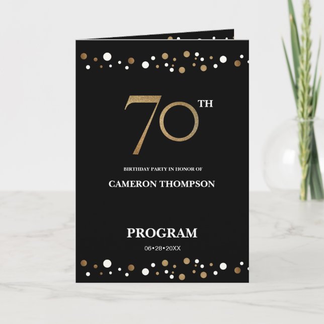 Programme de 70e anniversaire Gold et Black confet (Devant)