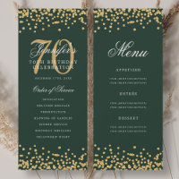 Programme de 70e anniversaire Menu confettis vert 