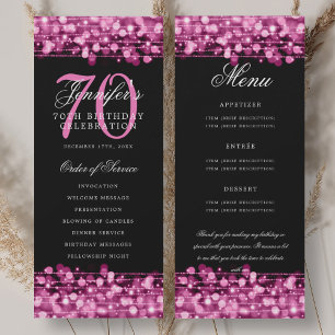 Programme de 70e anniversaire Menu Rose Chaud+Reme