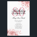 Programme de 80e anniversaire floral Menu Rose Gol<br><div class="desc">Conception élégante de "Programme de fête d'anniversaire" avec arrangement floral en rose gold avec texte personnalisé.</div>