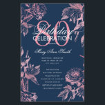 Programme de 80e anniversaire floral Rose Gold Nav<br><div class="desc">Conception élégante de "Programme de fête d'anniversaire" avec arrangement floral en Rose Gold Navy avec texte personnalisé.</div>