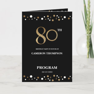 Programme de 80e anniversaire Gold et Black confet