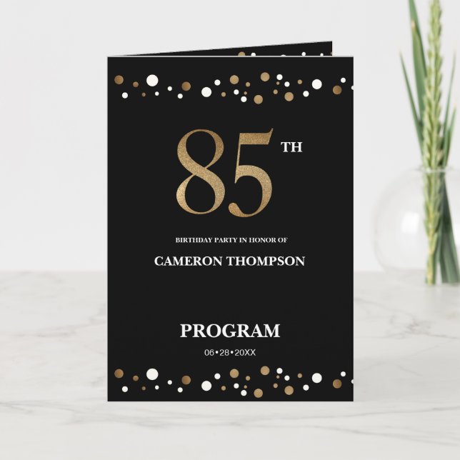 Programme de 85e anniversaire Gold et Black confet (Devant)