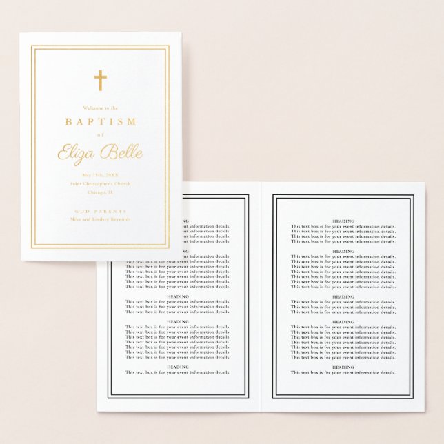 Programme de baptême religieux classique avec feui (Affichage)