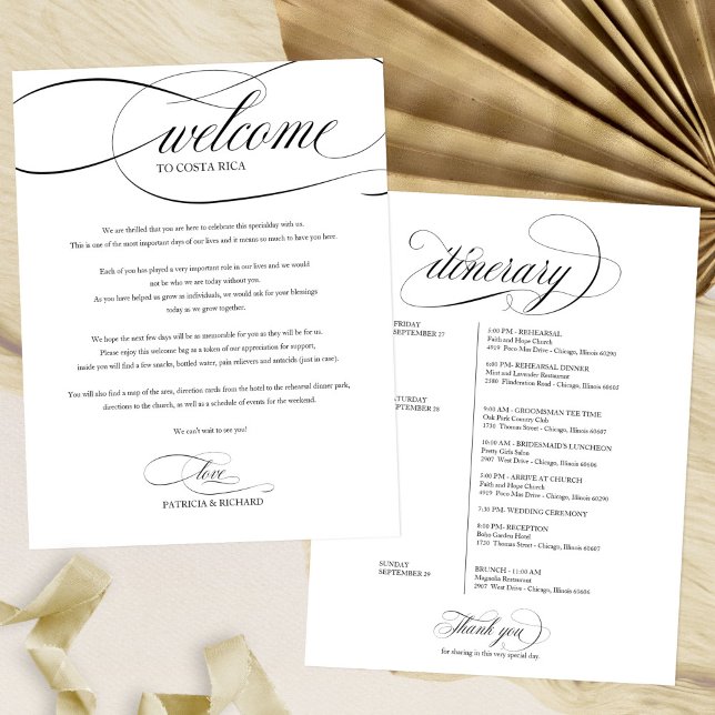 Programme de bienvenue du week-end de mariage écri (Créateur téléchargé)