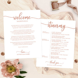 Programme de bienvenue du week-end de mariage Rose