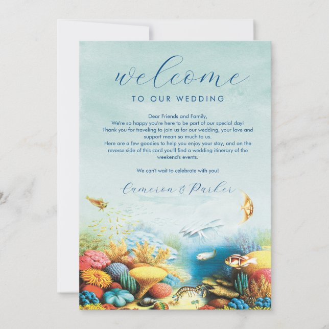 Programme de bienvenue pour un mariage à l'aquariu (Devant)