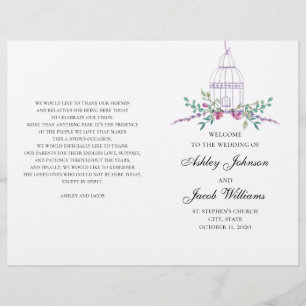 programme de cage à oiseaux mariage plié. Fleurs v