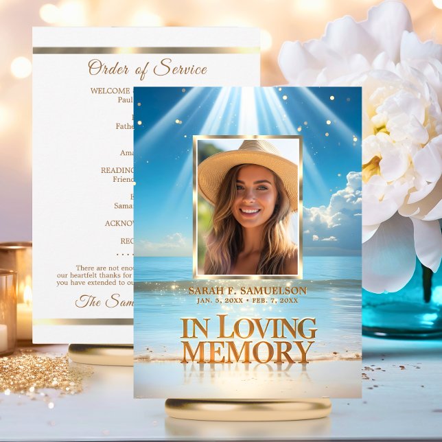 Programme de célébration de la vie Merci Photo Bea (Celebration of Life Program Thank You Photo Beach)