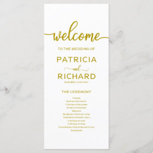 Programme de cérémonie de l'ordre du mariage Gold