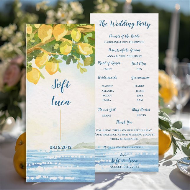Programme de cérémonie de mariage à la côte de Lem (Lemon Grove Coastal Wedding Ceremony Program)