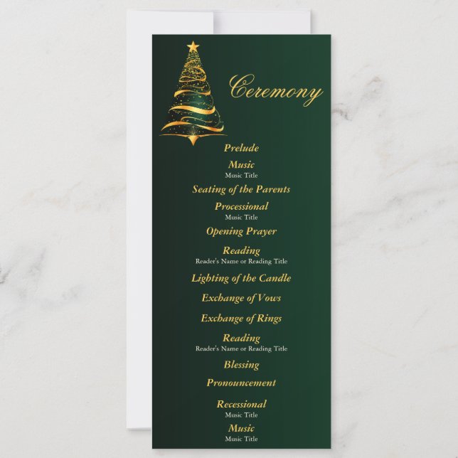 Programme de cérémonie de mariage à l'arbre de Noë (Dos)