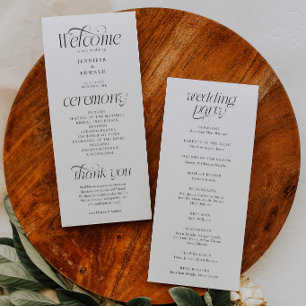 Programme de cérémonie de mariage à typographie mo