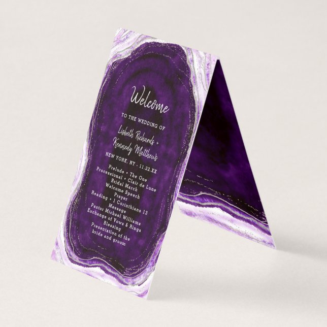 Programme de cérémonie de mariage améthyste violet (Front)