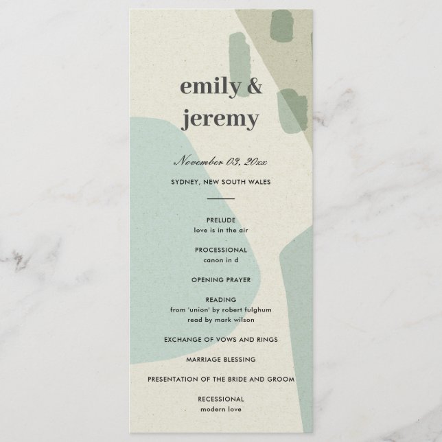 PROGRAMME DE CÉRÉMONIE DE MARIAGE ART ABSTRAIT MOD (Devant)