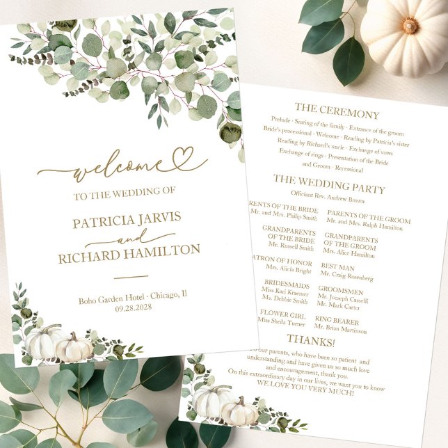 Programme de cérémonie de mariage automnal citroui (Créateur téléchargé)