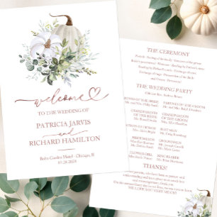 Programme de cérémonie de mariage automnal citroui