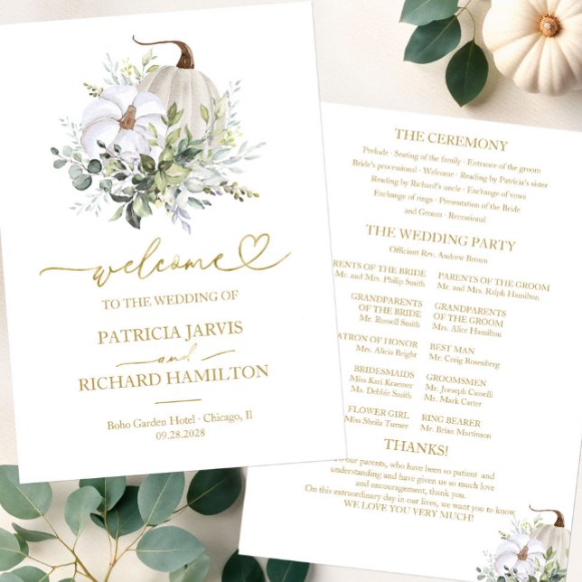 Programme de cérémonie de mariage automnal citroui (Créateur téléchargé)