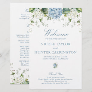 Programme de cérémonie de mariage aux hortensias b