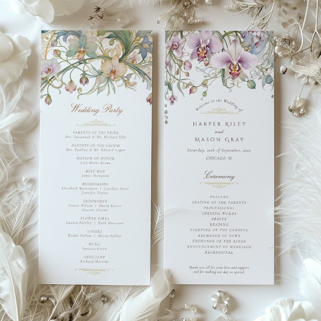 Programme de cérémonie de mariage aux orchidées (Créateur téléchargé)