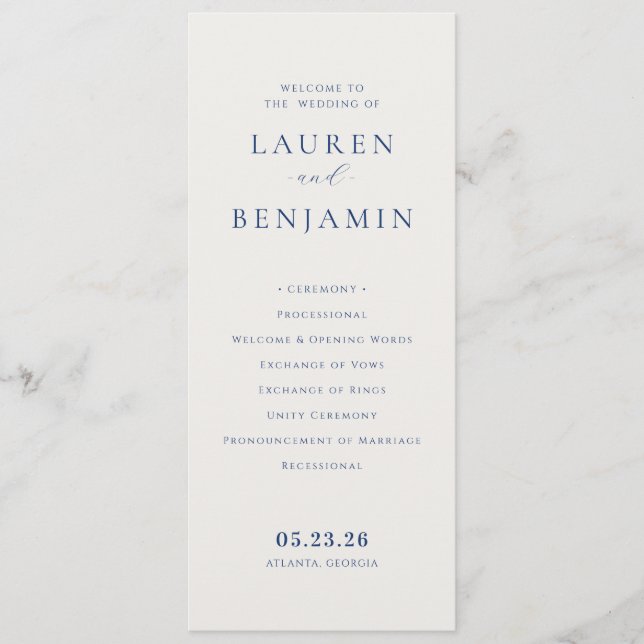 Programme de cérémonie de mariage beige élégant (Devant)