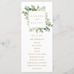 Programme de cérémonie de Mariage Botanical Gold G