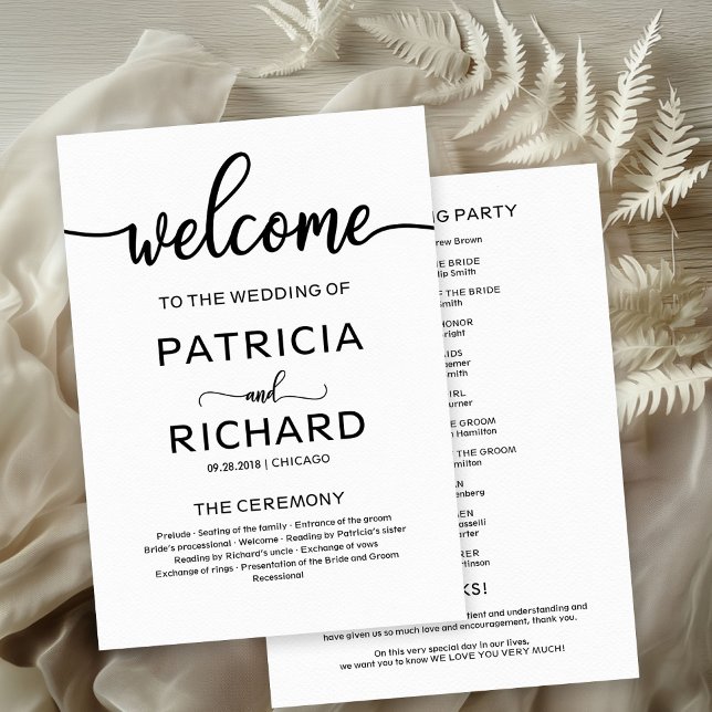 Programme de cérémonie de mariage calligraphié de  (Créateur téléchargé)