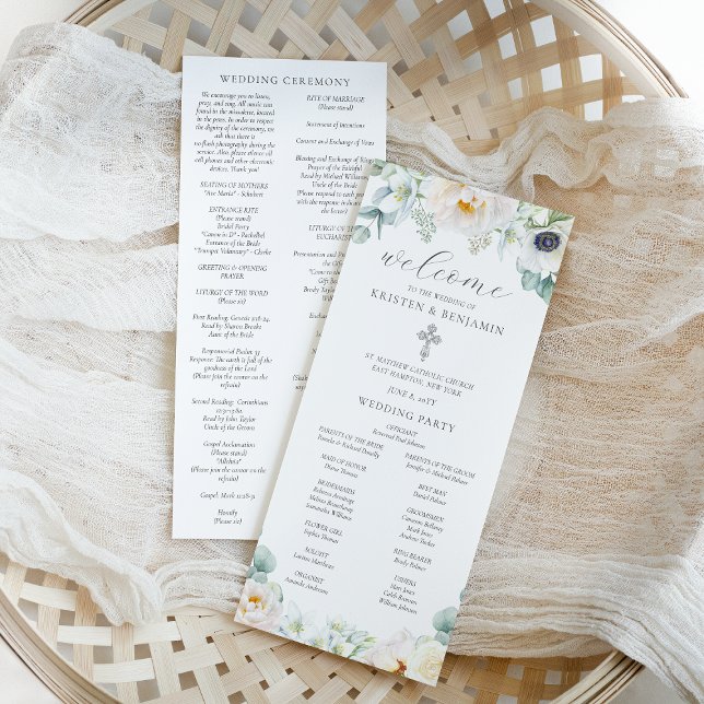 Programme de cérémonie de mariage catholique blanc (Créateur téléchargé)