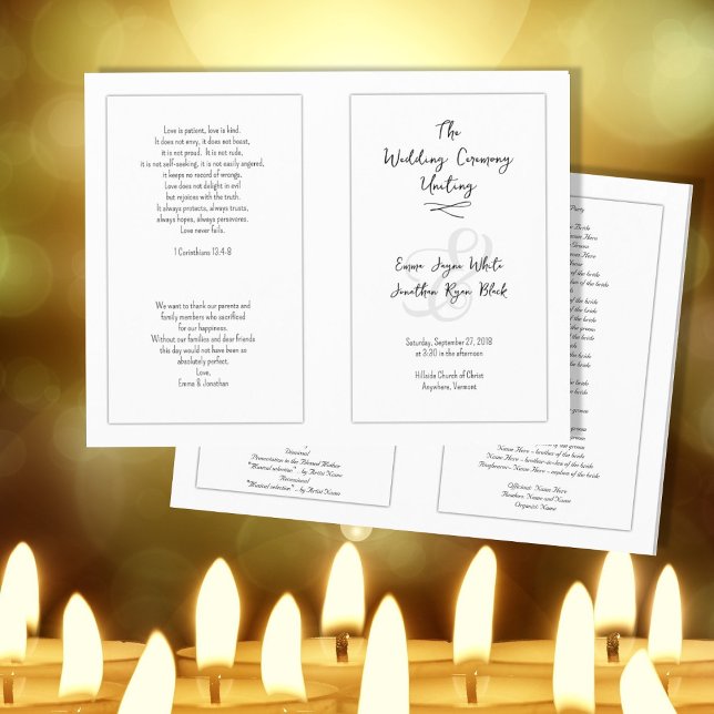 Programme de cérémonie de mariage catholique blanc (Créateur téléchargé)
