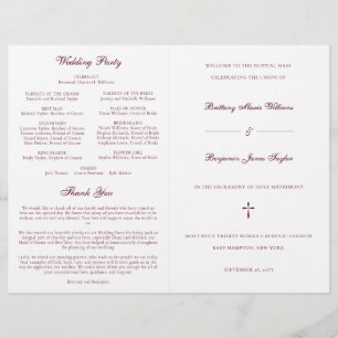 Programme de cérémonie de mariage catholique burgu