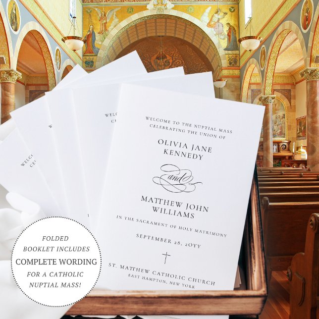 Programme de cérémonie de mariage catholique éléga (Créateur téléchargé)