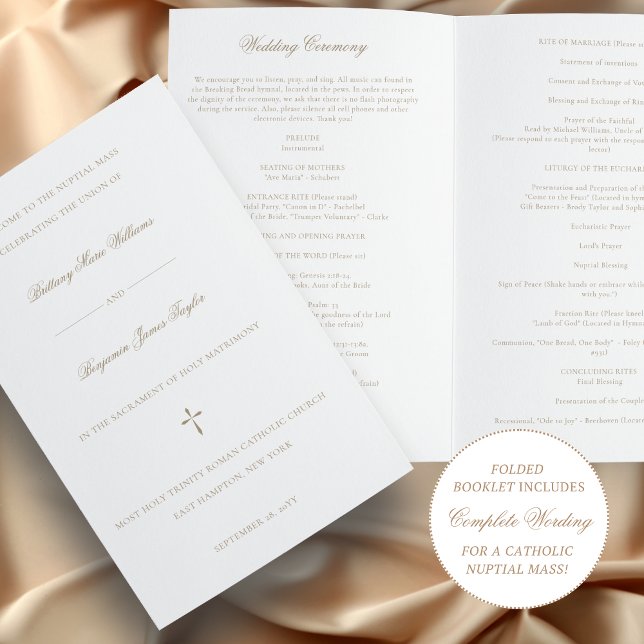 Programme de cérémonie de mariage catholique en or (Créateur téléchargé)