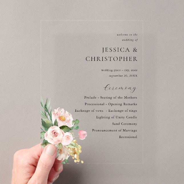 Programme de cérémonie de mariage Champagne et flo (In situ (ordinateur de poche))