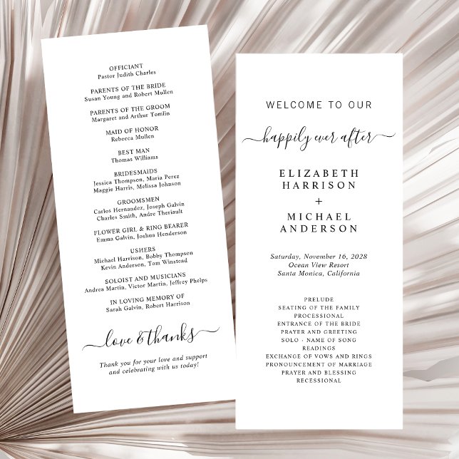 Programme de cérémonie de mariage Chic Happily Eve (Créateur téléchargé)