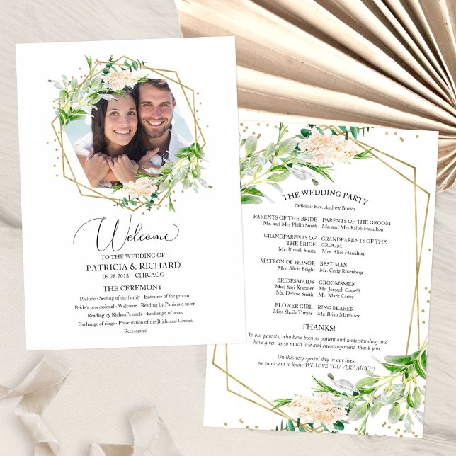 Programme de cérémonie de mariage de bienvenue ave (Créateur téléchargé)