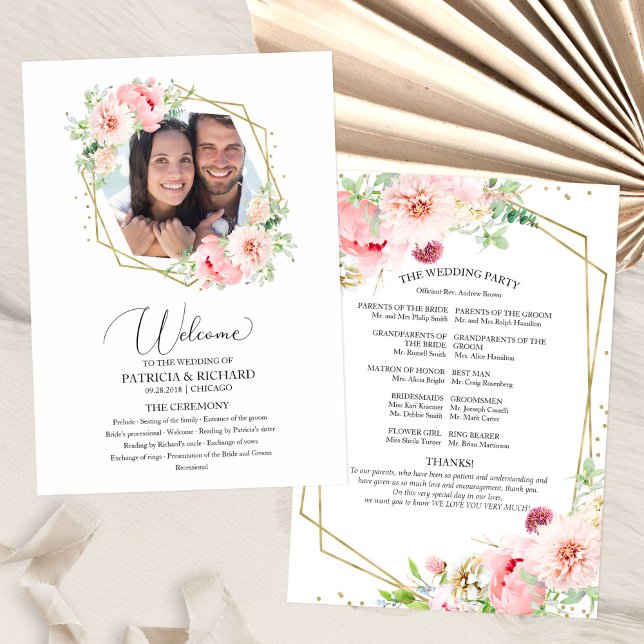 Programme de cérémonie de mariage de bienvenue Fle (Créateur téléchargé)