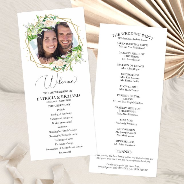 Programme de cérémonie de mariage de bienvenue Ver (Créateur téléchargé)