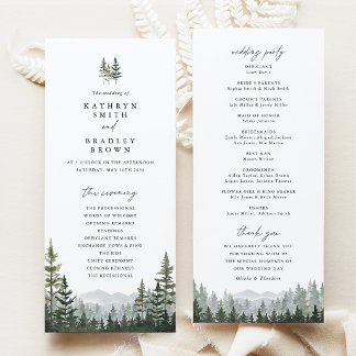 Programme de cérémonie de mariage de la forêt de m