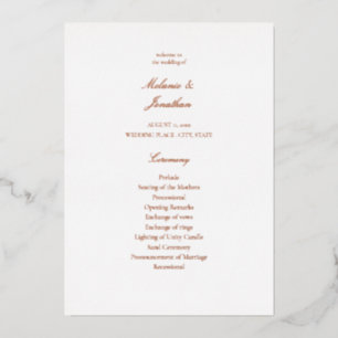 Programme de cérémonie de mariage élégant blanc