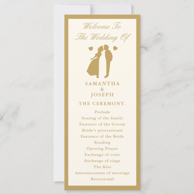 Programme de cérémonie de mariage élégant et vinta (Devant)