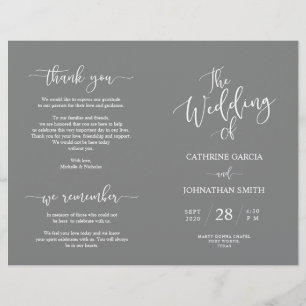 Programme de cérémonie de mariage, Élégant Script